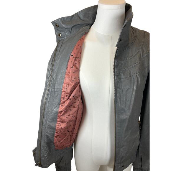 Idra for Anthropologie Gray Leather Jacket - Picture 3 of 5